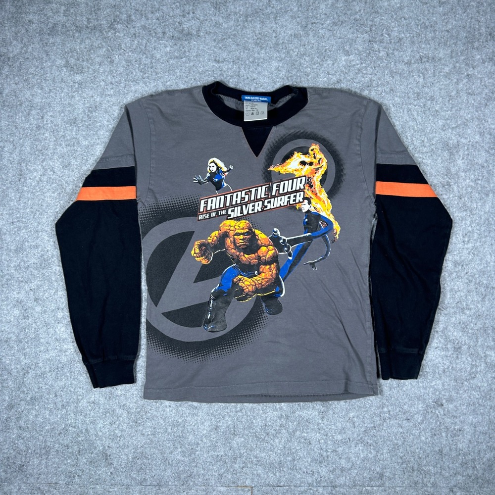 Vintage Marvel Fantastic Four Shirt Kids Size 12 Gray Rise of the Silver Surfer